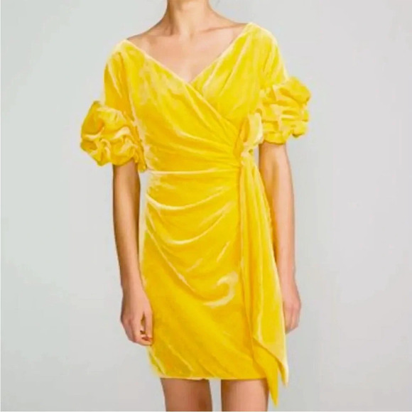 Free People x Fame & Partners Caroline Dress in Velvet Marigold size 10 - Picture 1 of 6